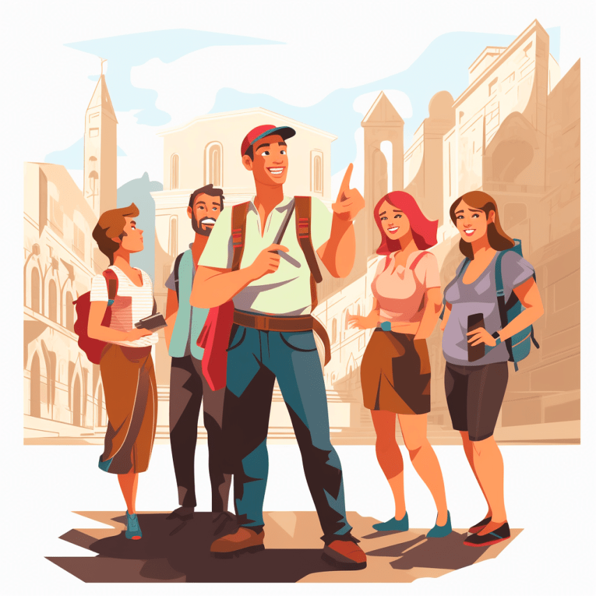 illustration of a tour guide